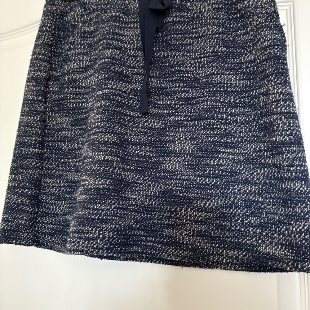 LOFT Navy and White Tweed A-Line Skirt